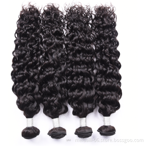 7A indiana Water Wave virgin hair Bundles Remy Human Hair Natural Color